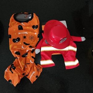 Hyde and Eek Pet Reclective Firefighter Set and a set of Halloween Pet Pj's